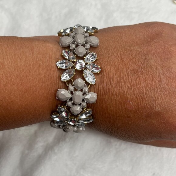 J.Crew Gold & Grey Floral Crystal Bracelet - Picture 2 of 5